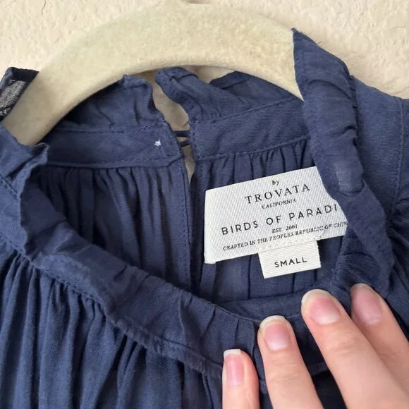 Trovata Birds of Paradis Boho Carla Highneck Blouse Shirt Top - Picture 2 of 9